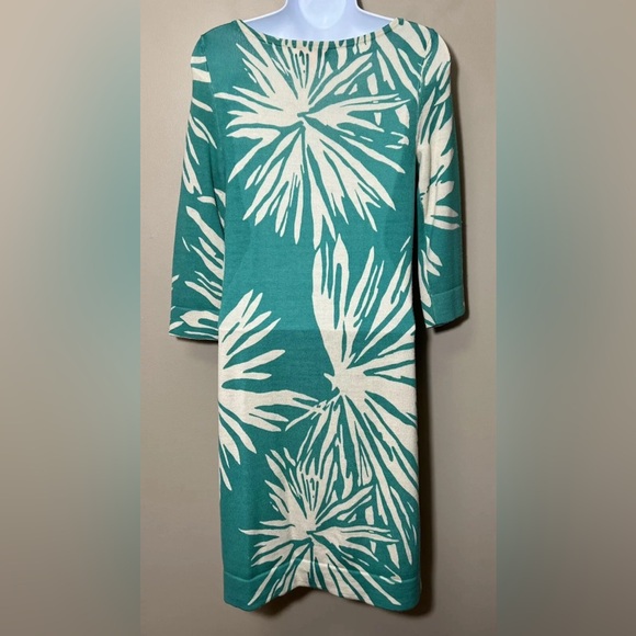 Lilly Pulitzer | Sz L Merino Wool Knit Dress Teal and Ivory - Picture 3 of 5
